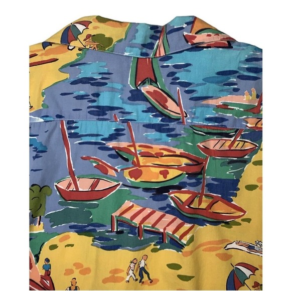 VTG 90s Ralph Lauren Hawaiian Shirt Mens Sz L-XL South of France 46” Chest. - Picture 12 of 13